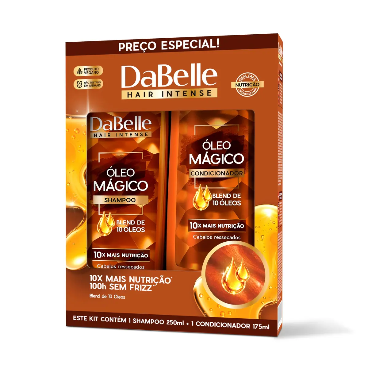 Dabelle Kit Shampoo e Condicionador Óleo Mágico 425ml para Hidratação Profunda e Brilho