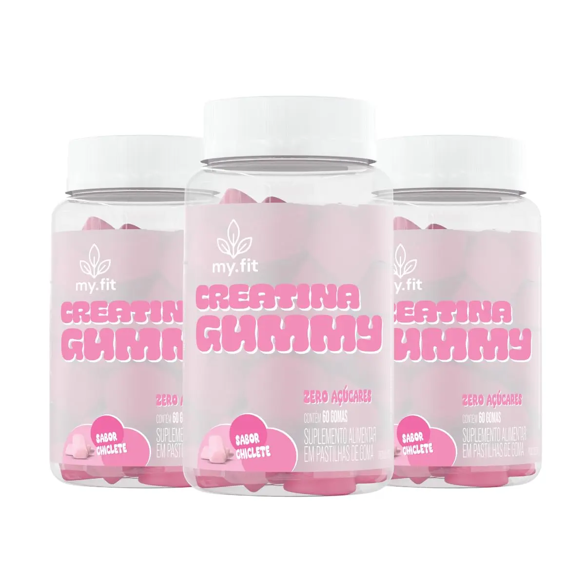 Kit 3x Creatina Gummy (180 Gomas) 3g de Creatina por Dose, Zero Açúcar - My Fit
