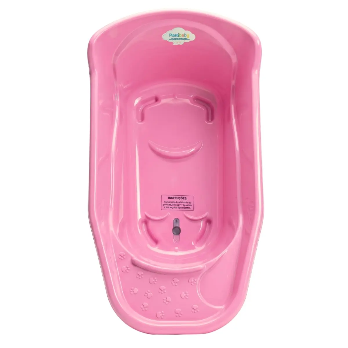 Banheira Infantil Plastibaby 20L (Rosa) | Livre de BPA, Formato Anatômico, Válvula de Silicone, Apoio para Bumbum e Pés, Bordas Reforçadas