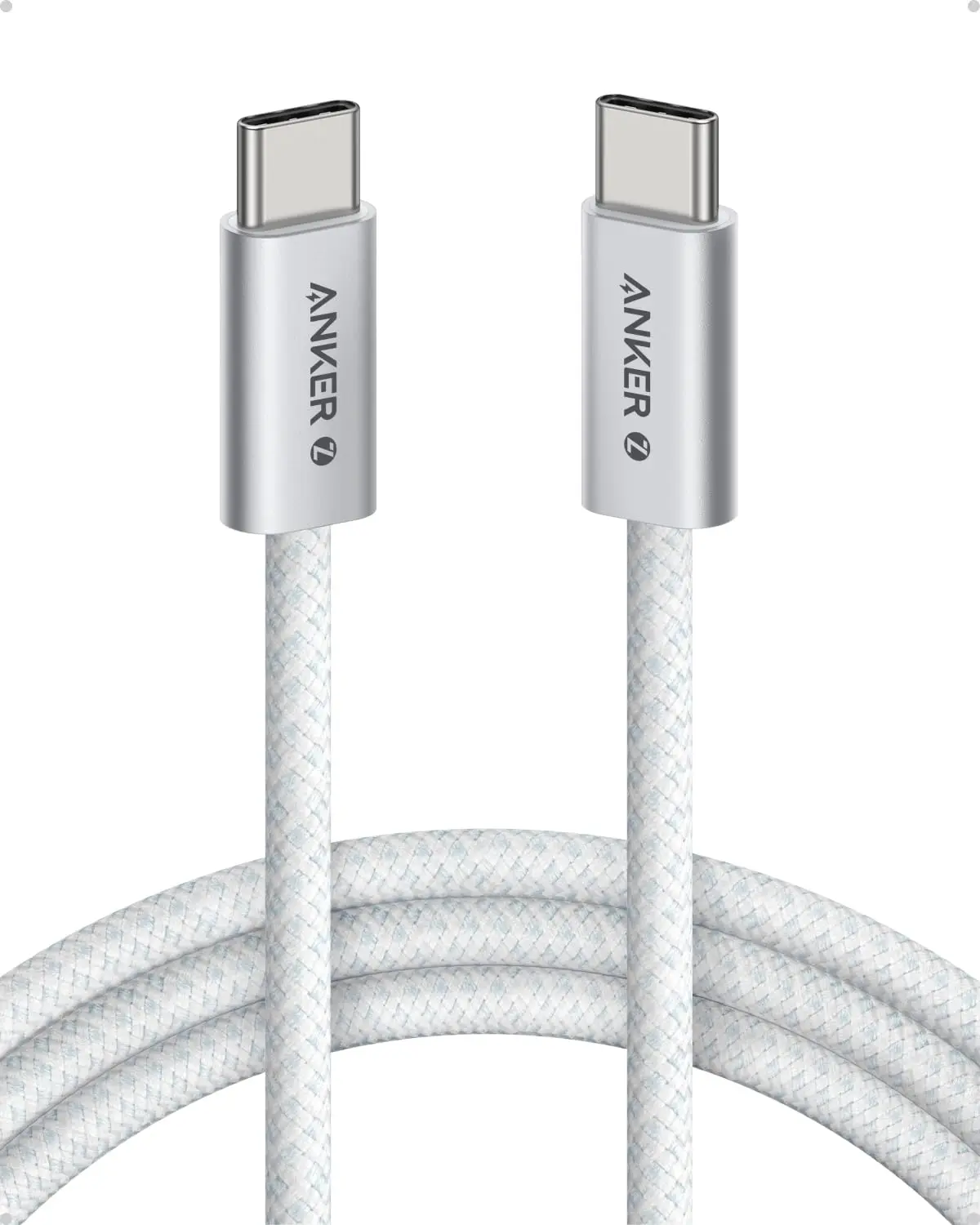 Anker Zolo Cabo USB-C para USB-C(Tipo C 1,5 m), 240W de Carregamento Rápido | Trançado e Livre de Sujeira, Conector Fino, para iPhone 18/17/16/15, Samsung, Xiaomi, MacBook, iPad, Tablet, Kindle, Branco