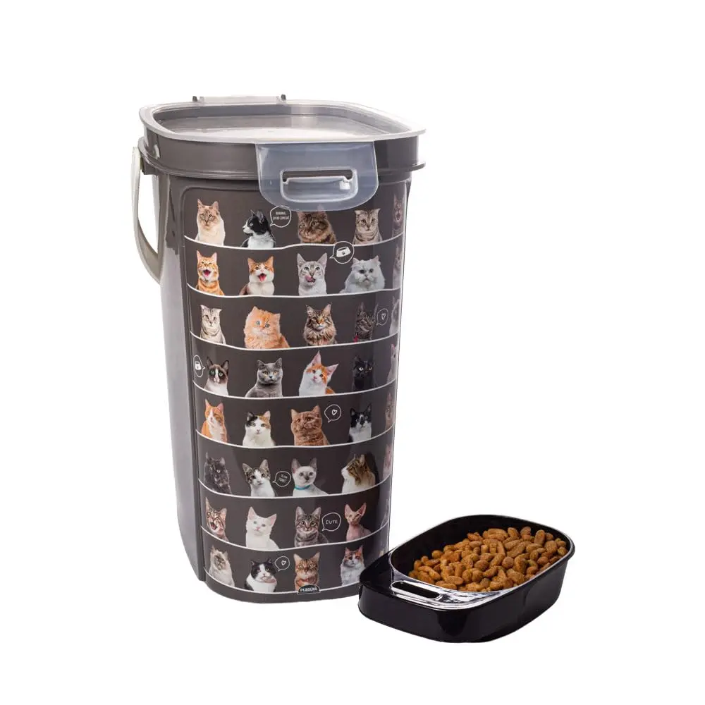 Plasútil Porta Ração com Tampa Hermética e Dosador 8,5 L Gatos - 1