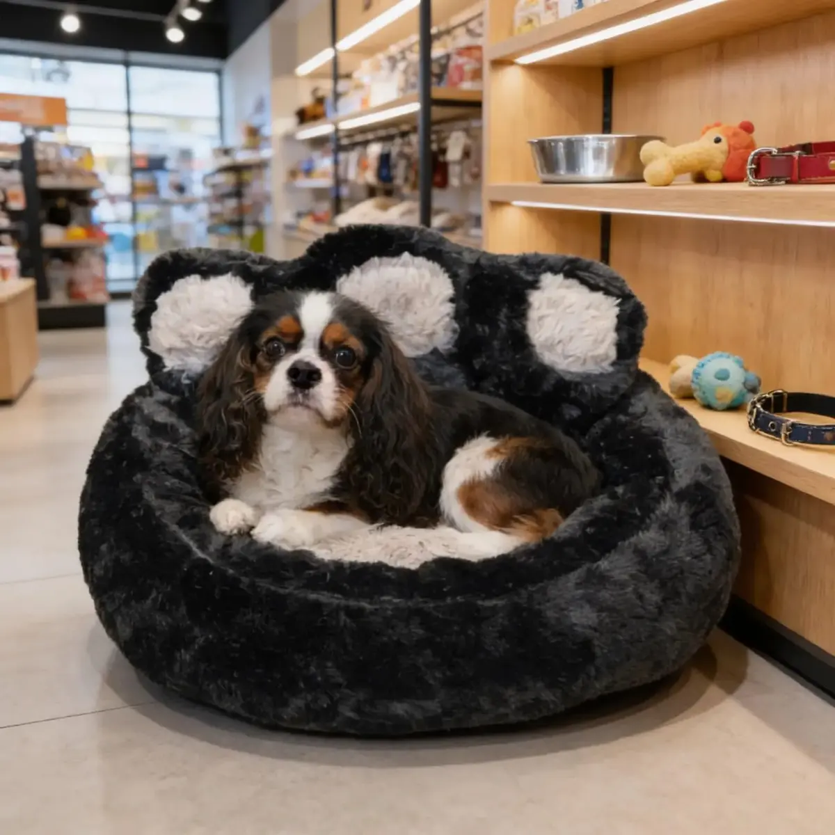 CAMINHA FORMATO PATA NUVEM PET FELPUDA CAMA REDONDA DONUT (PRETO, G 60CM) | MATERIAL RESISTENTE, PODE LAVAR NA MAQUINA, NÃO SOLTA PELOS, TOQUE SUPER MACIO, QUALIDADE PREMIUM