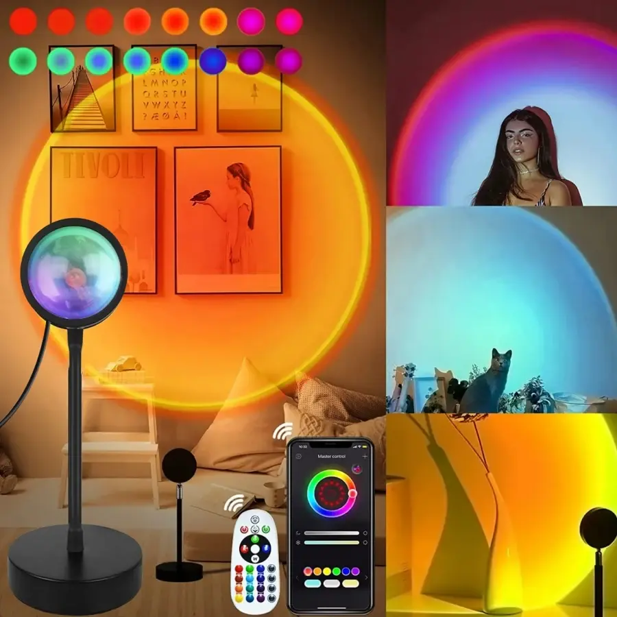 Lâmpada de pôr do sol inteligente tuya led night light usb rgb vida inteligente app projeção remota para decoração do quarto fotografia festival nascimento