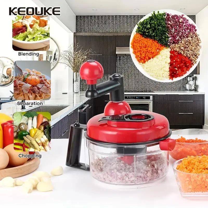 Picador de Cebola KEOUKE com Manivela para Pimenta, Legumes, Frutas e Salada com Separador de Ovos thumbnail 3