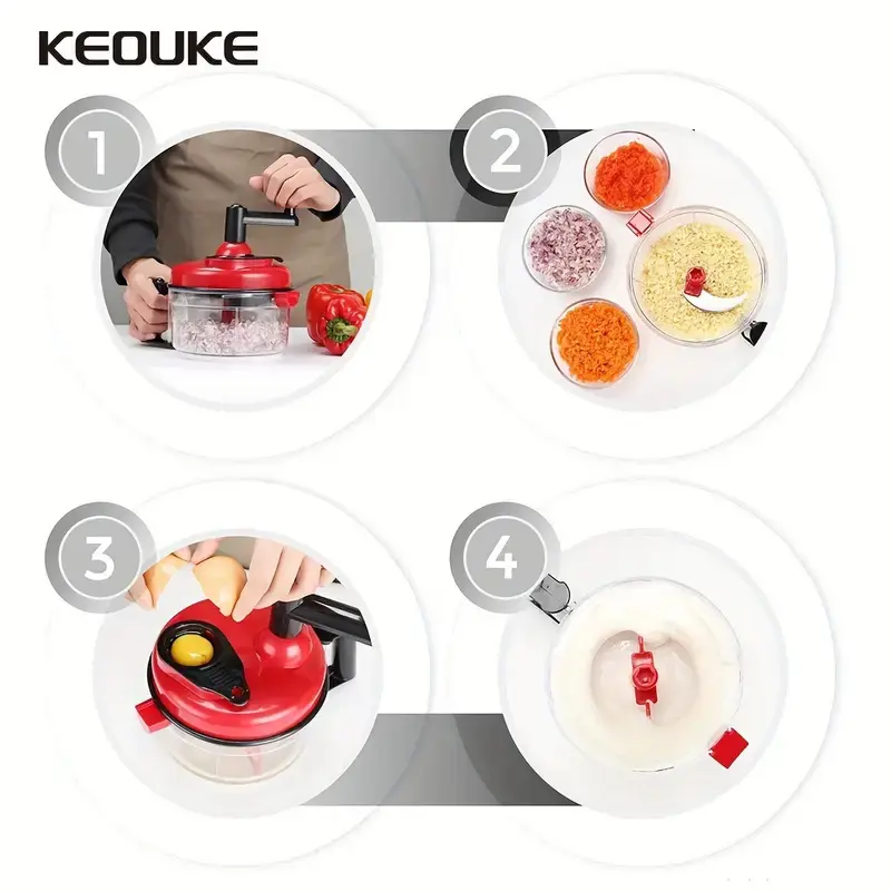Picador de Cebola KEOUKE com Manivela para Pimenta, Legumes, Frutas e Salada com Separador de Ovos thumbnail 4