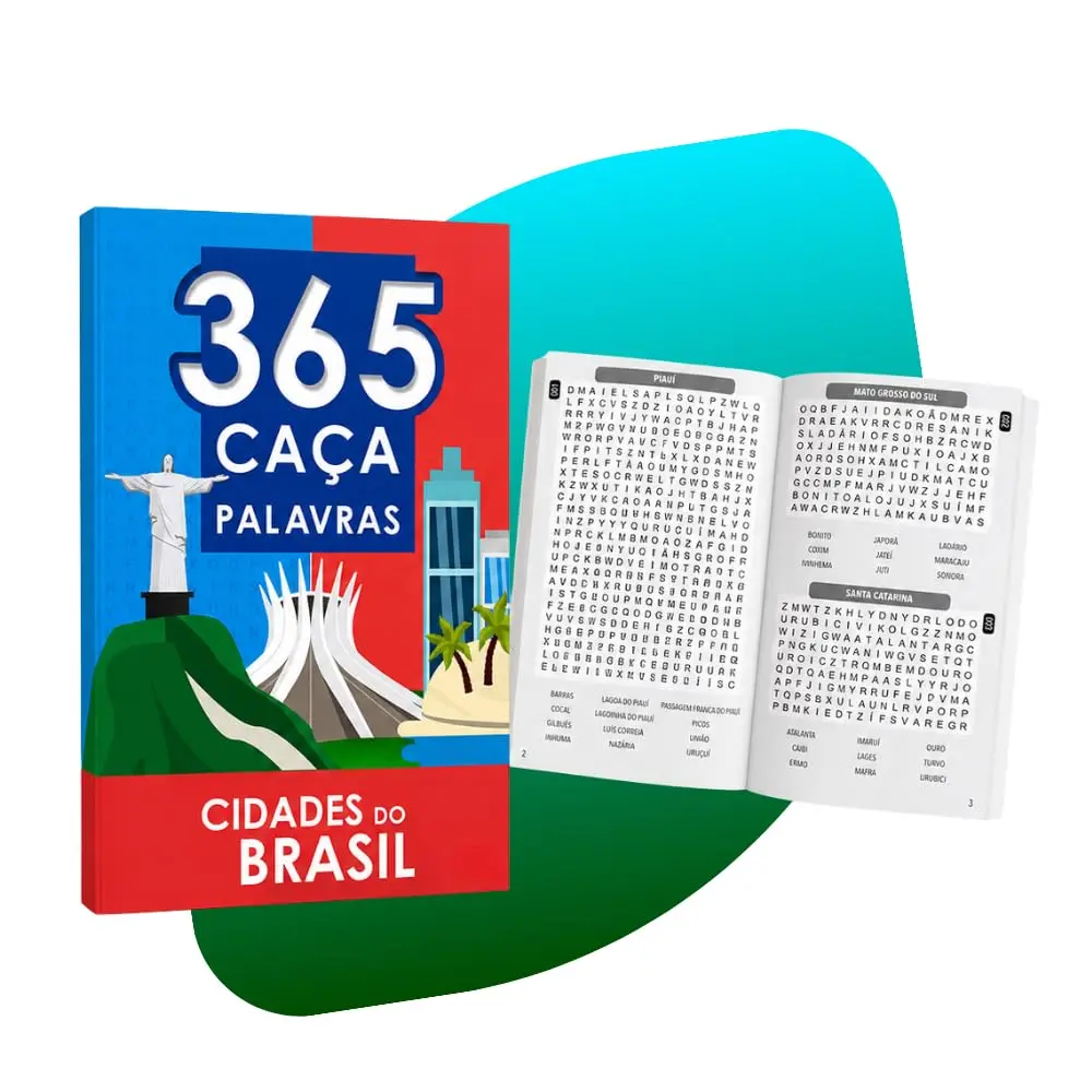 Livro Caça Palavras Cidades do Brasil 365 Jogos Infantil Adulto Idoso | Palavras Passatempo Raciocinio Exercicio Mental 288 Paginas Caderno De Atividades Ferias Escolares Viagem