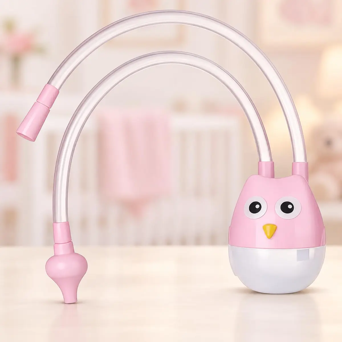 Aspirador Nasal Infantil Corujinha - Ponta Macia, Sugador para Bebês (Rosa)