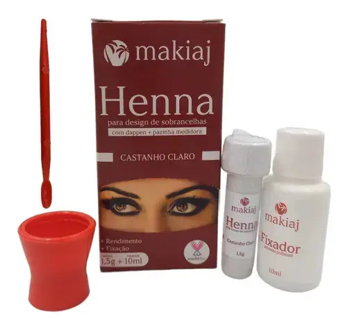 Henna para Sobrancelhas Makiaj Castanho Claro com Pá Medidora - 1