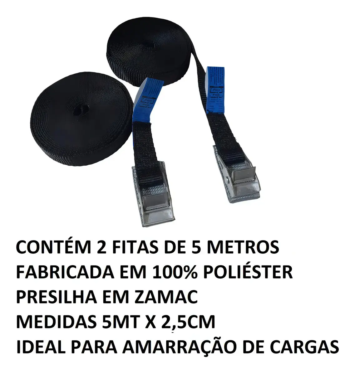Par De Fitas Presilhas 5mts Rack Pranchas Surf Caiaque Cor Preto thumbnail 2