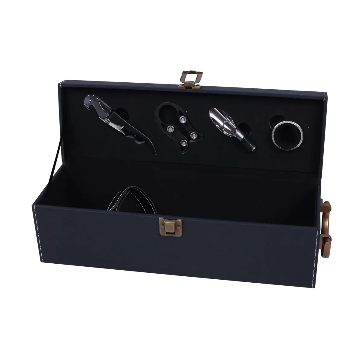 Caixa para Garrafa de Vinho em Couro com 4 Acessórios L11Xp36Xa12Cm Fracalanza - Full Fit