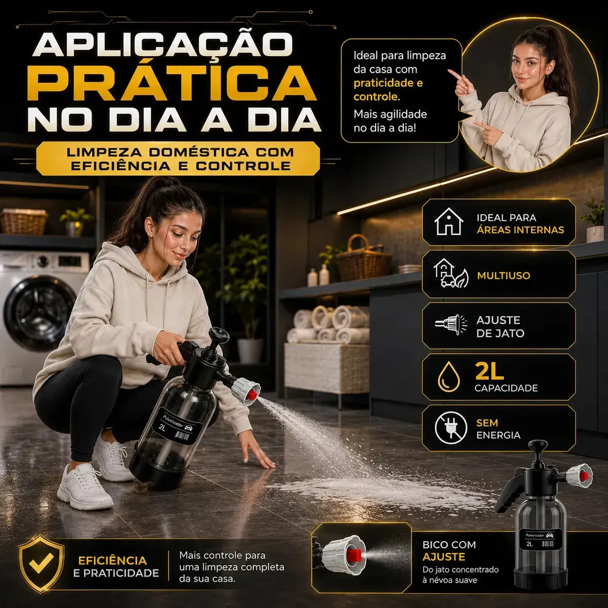 Pulverizador Manual 2 L Snow Foam Profissional Com 3 Bicos para Espuma Ativa thumbnail 2