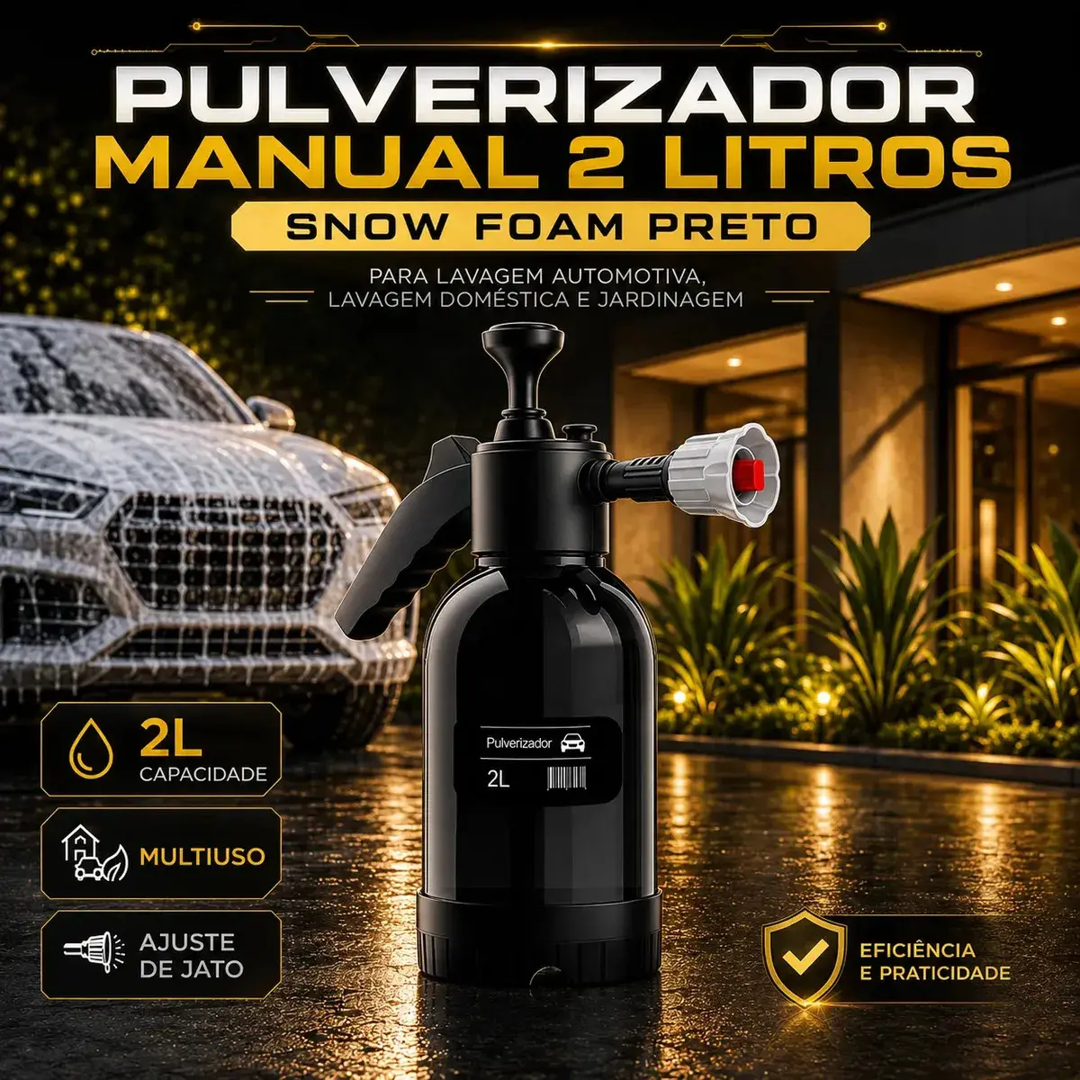 Pulverizador Manual 2 L Snow Foam Profissional Com 3 Bicos para Espuma Ativa thumbnail 4