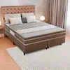 Cama Box Queen Size Ilhéus com Molas Ensacadas e Euro Pillow 63x158x198cm - Marrom/Bege Estampado - 1