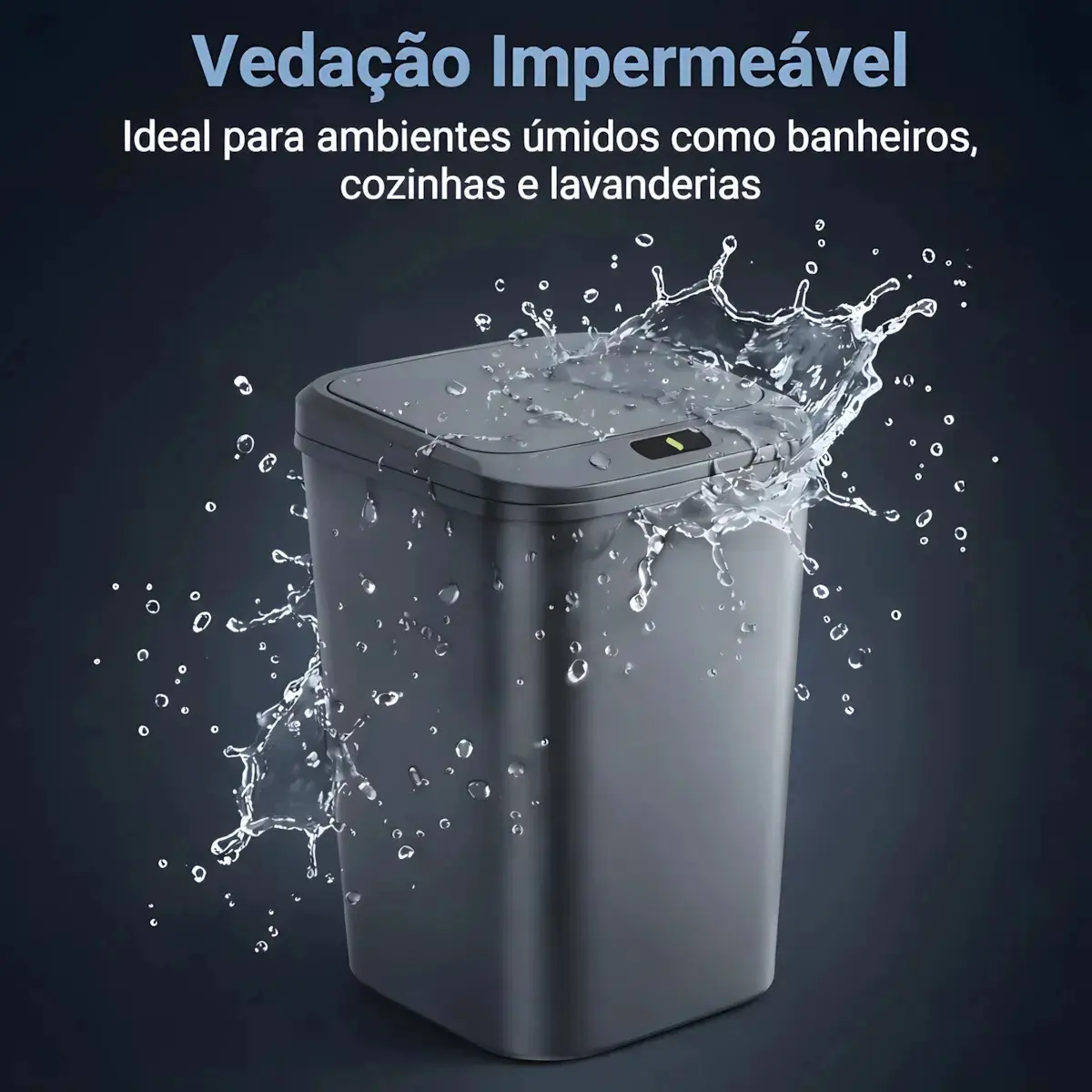Lixeira De Sensor Automático Cor Cinza Recarregável Proximidade Moderna Sala Cozinha Banheiro Escritório thumbnail 5