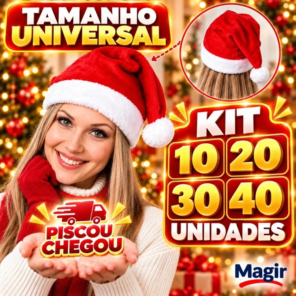 Gorro de Natal Papai Noel Luxo Decoração Árvore Enfeite Personalizado Premium Ideal Para Festas e Fotos - 1