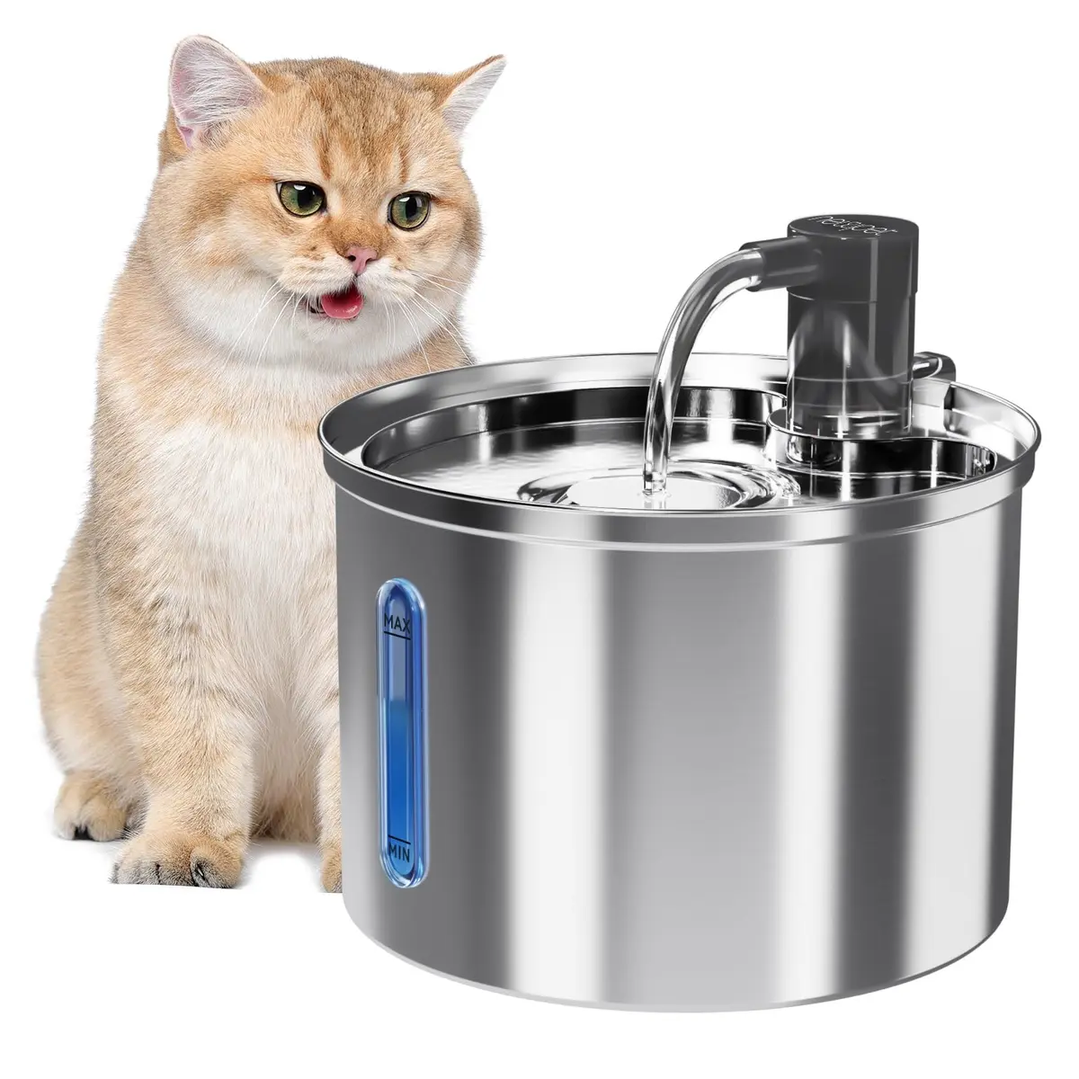 Bebedouro para Gatos, 3L Fonte de Agua pra Gato aço inoxidável 304 Bebedouro para Cäes com Filtro de Substituição