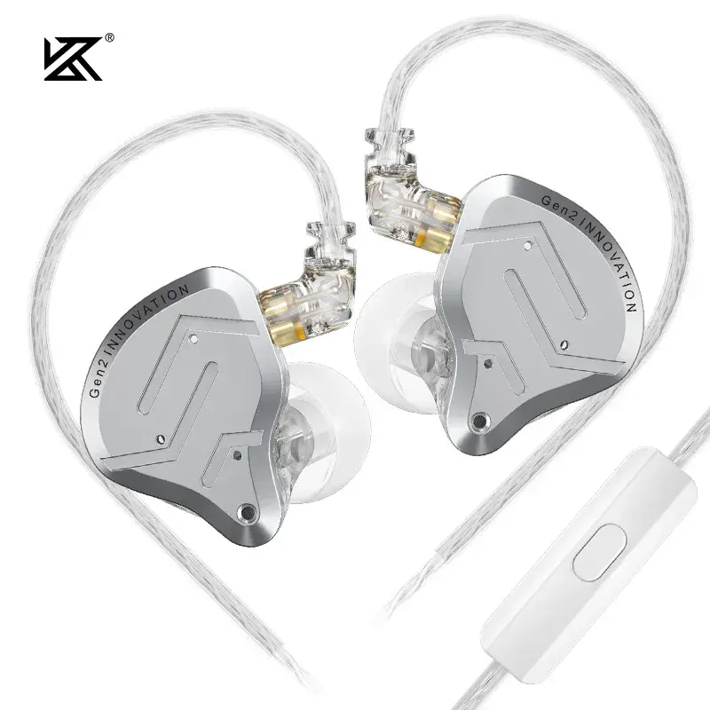 KZ ZSN Pro 2 Fones de ouvido intra-auriculares de metal esportivos com cancelamento de ruído Fones de ouvido de música Controladores híbridos 1BA + 1DD Fones de ouvido de graves HIFI