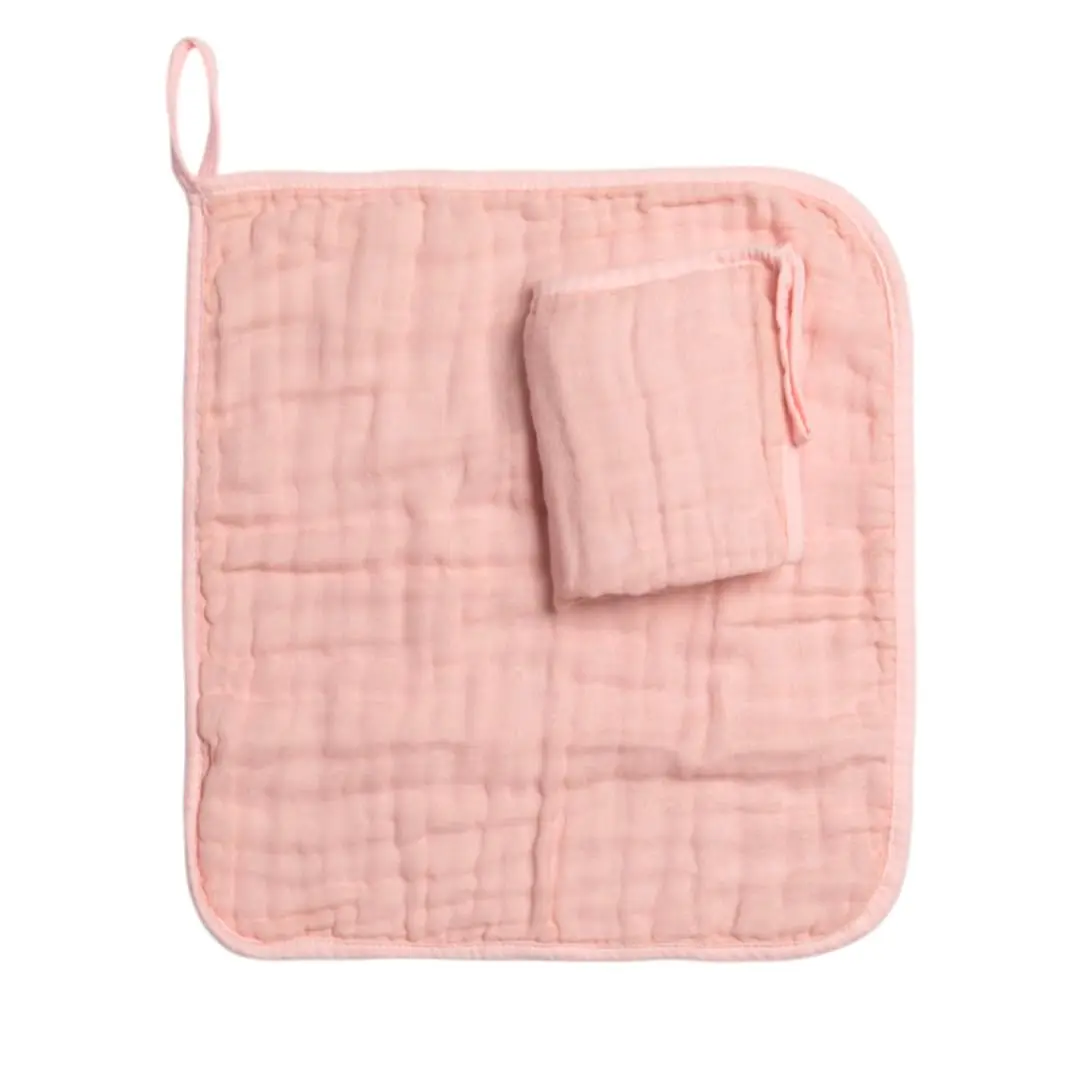 Paninho de Boca Papi Baby Soft Premium com Prendedor de Chupeta Cores 35 cm x 30 cm 2 Unidades, Rosa Palido