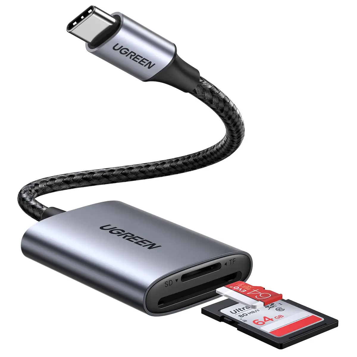 UGREEN Leitor de Cartões USB-C de 5 Gbps | Compatível com Thunderbolt 3 para MacBook Pro, MacBook, MacBook Air/iPad Pro 2022/2020, iPhone 16, Galaxy S24/S23/S22/S21