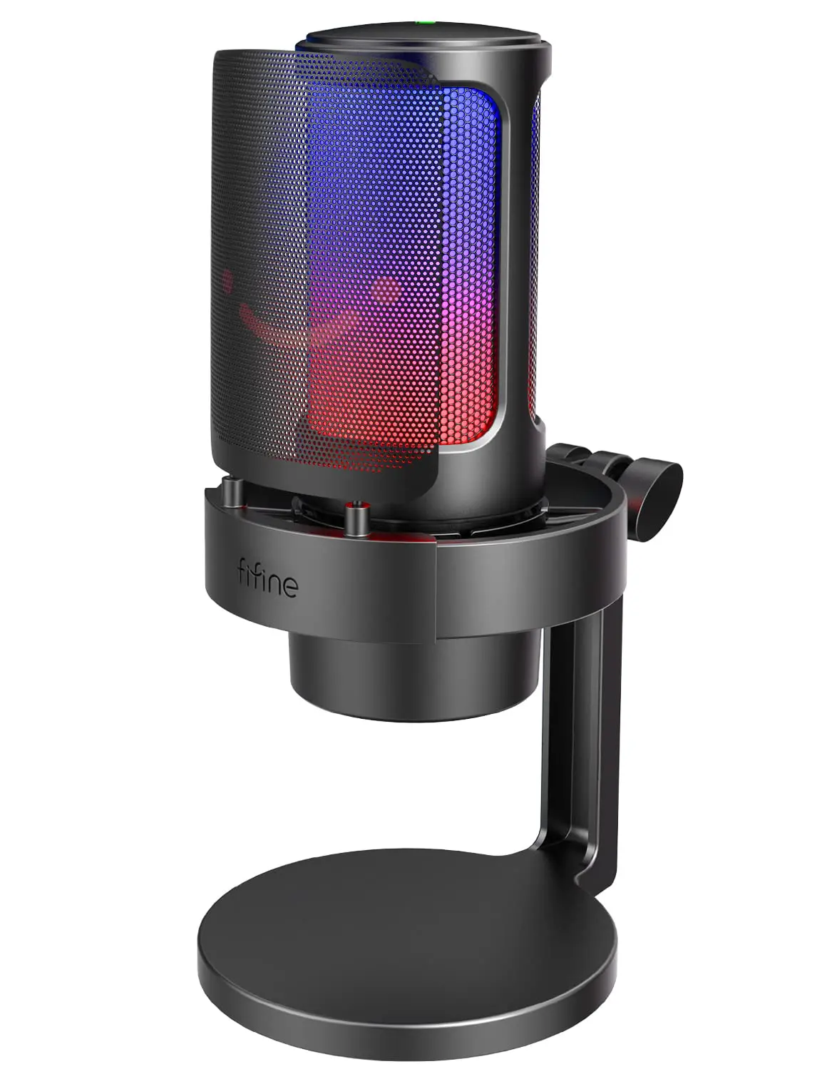 FIFINE A8 USB Microfone jogos para C,Streaming,Podcasts,gravação,computador | Microfono condensador para computador de mesa compatível com Mac/PS4/PS5,com controle RGB,toque mudo,conector de fone ouvido