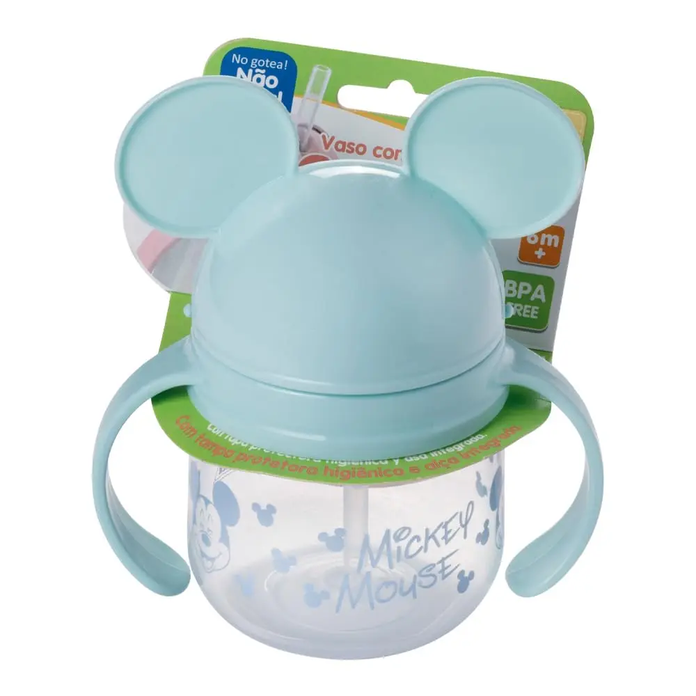 Caneca Treinamento com Canudo de Silicone Retrátil Mickey 260 ml Plasútil - 1