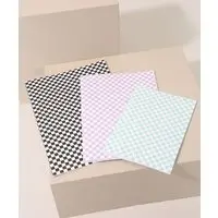 Kit de 3 Cadernos de Papel Estampados Quadriculados Multicor