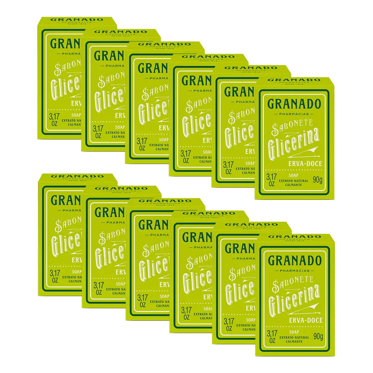 Granado Sabonete Glicerina, Erva Doce, 90g, 12 unidades | Extrato Natural, Vegano - 1
