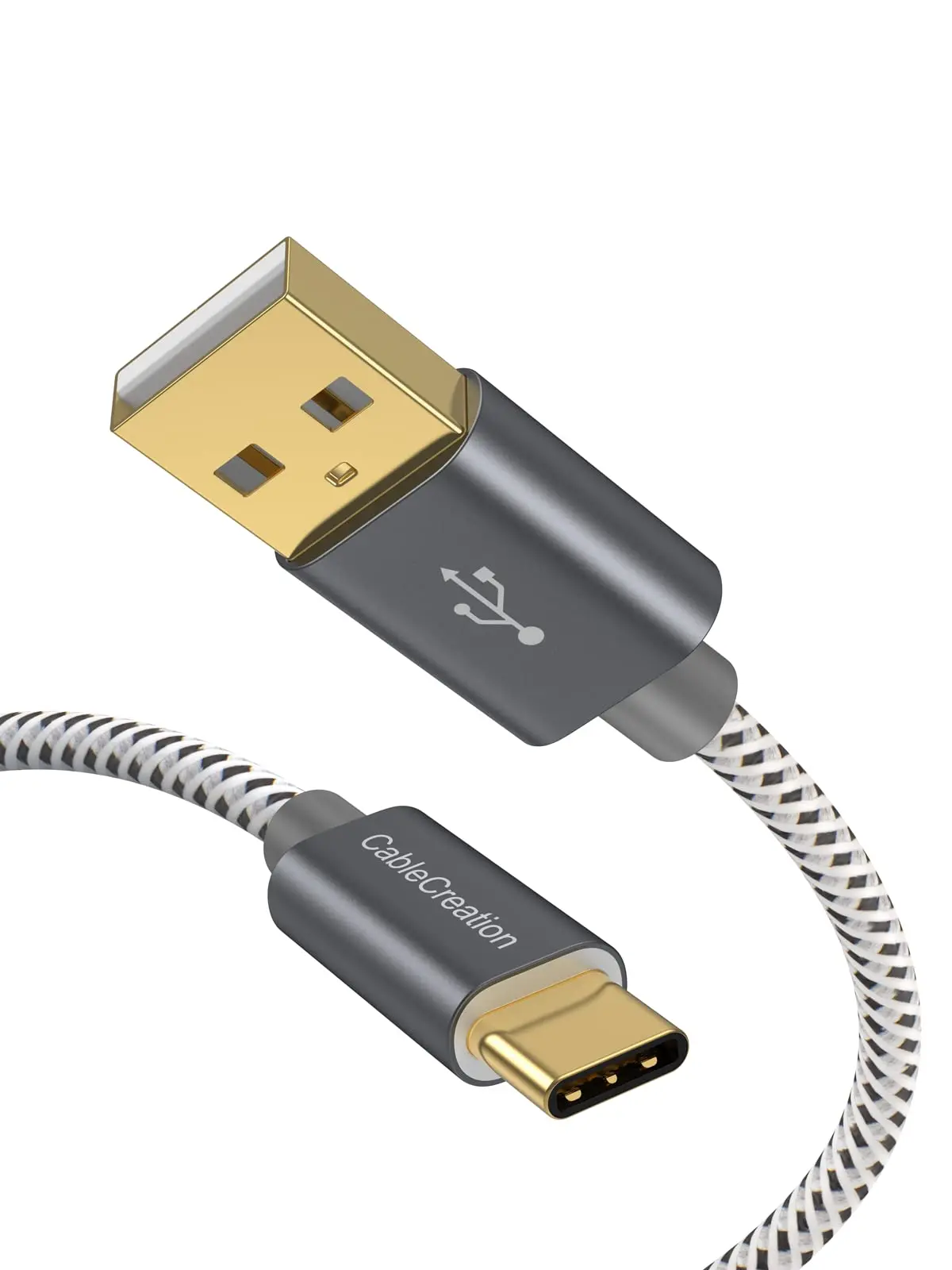 CableCreation Cabo USB-C trançado curto de 0,24 metros, Cabo de dados USB-C | para USB-A para iPad Pro, iPad mini, Galaxy S22, iPhone 15/16, Android Auto, Celular, CarPlay - 1
