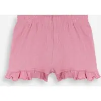 short infantil de algodão com babado texturizado rosa - 1