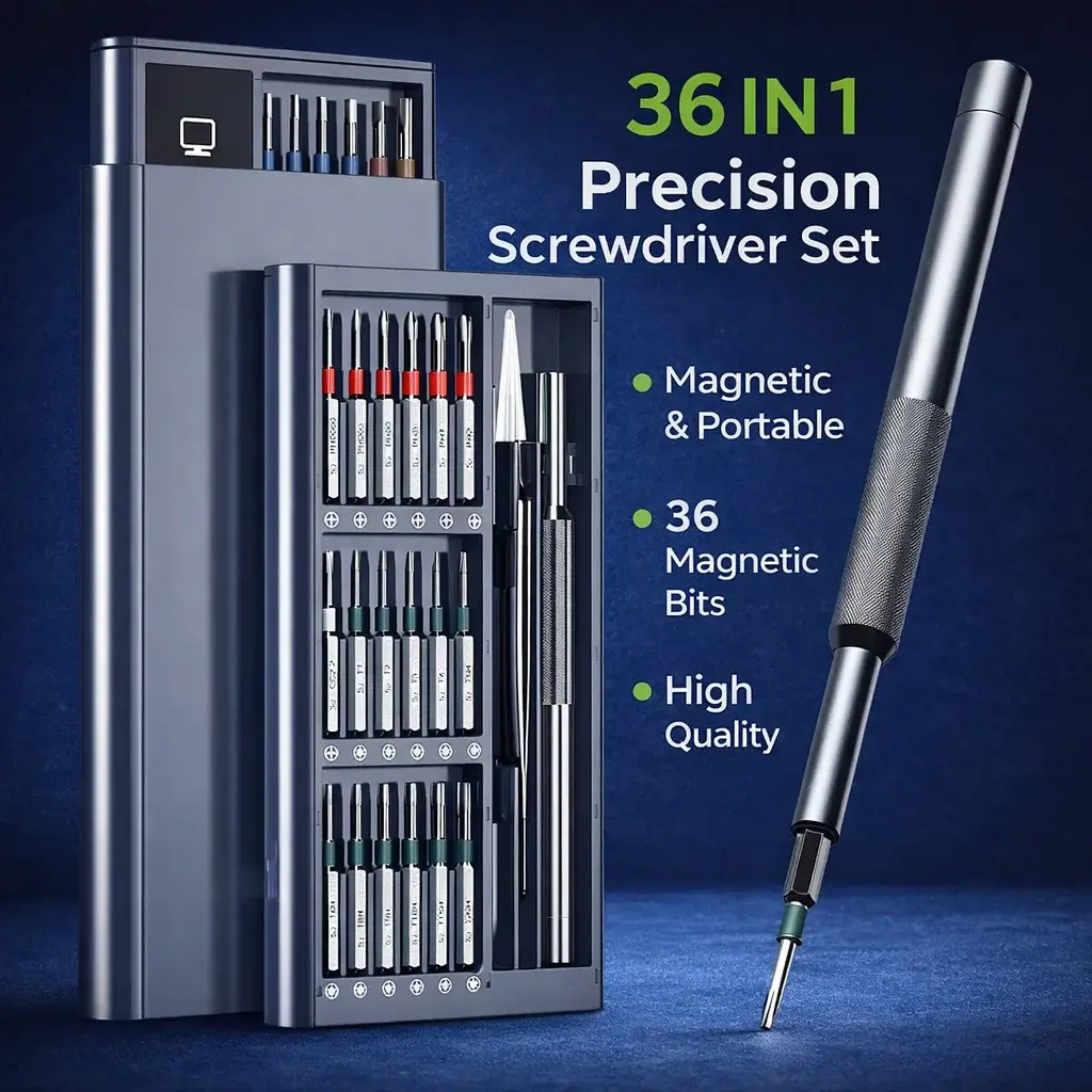 Conjunto de chave de fenda de precisão, kit de chave de fenda com 36 pontas longas S2, ferramenta de reparo magnético para óculos, relógios, PC, computador, câmera - 1