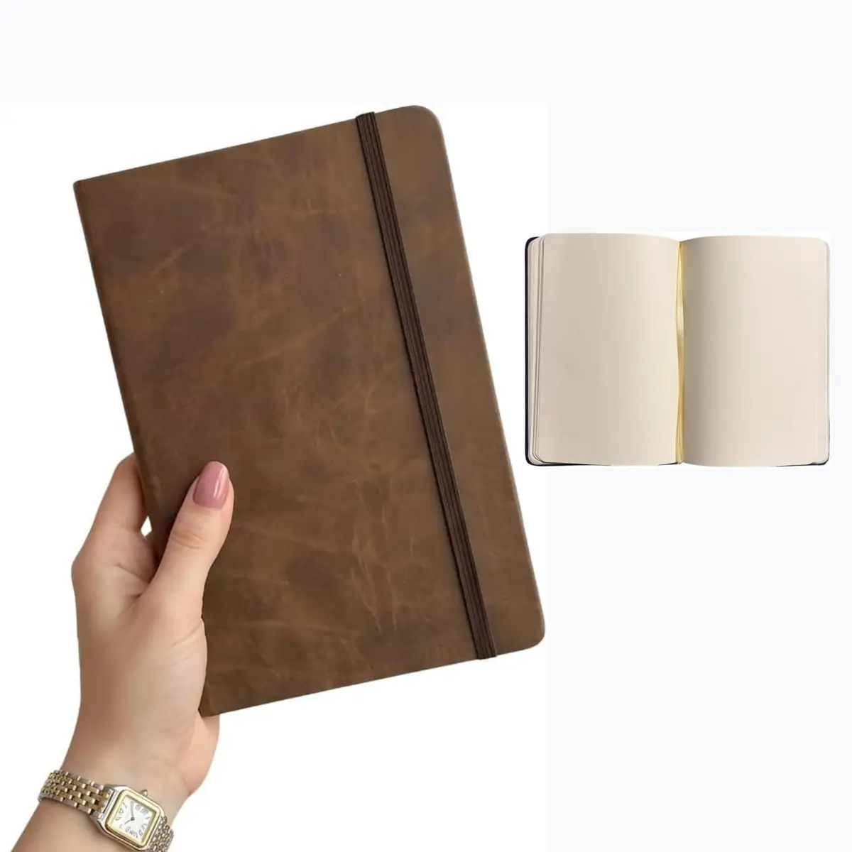 Caderno Sem Pauta A5 Capa Dura Emborrachada 80 Folhas 80g Caderneta de Anotações 14x21 - Marrom