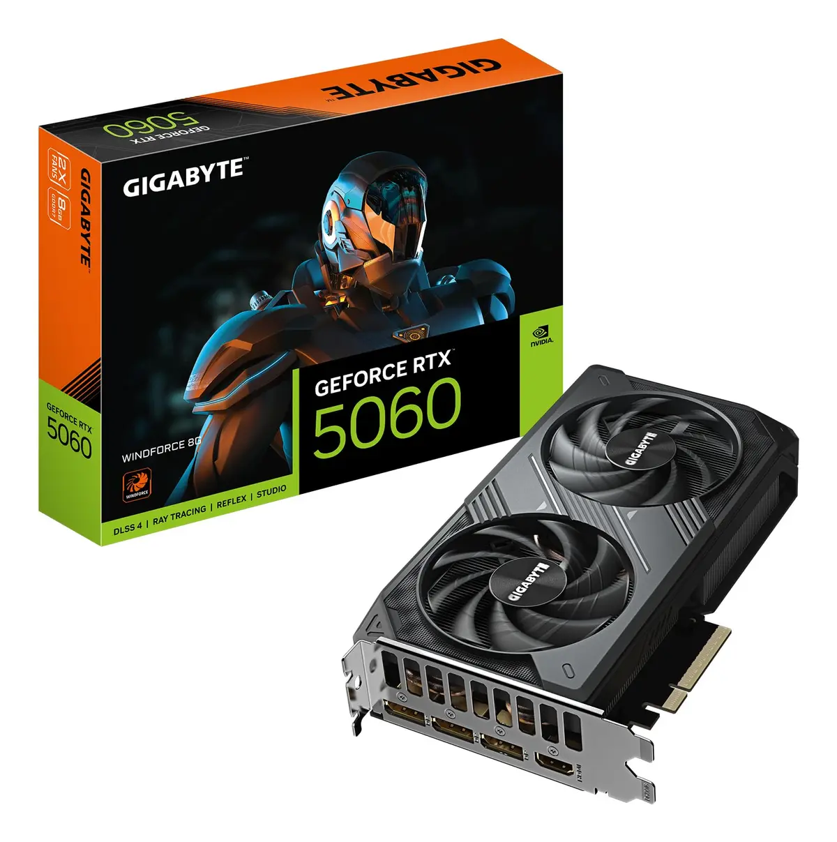 Placa de Vídeo Gigabyte RTX 5060 8GB GDDR7 128 BITS WINDFORCE GIGABYTE GV-N5060WF2-8GD