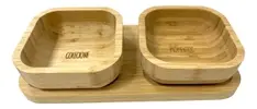 Petisqueira De Bambu 2 Peças Com Frase Bandeja Estilo Kit - 1