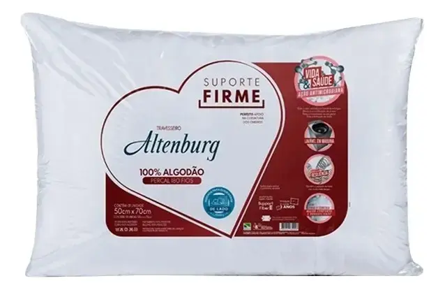 Travesseiro Altenburg Suporte Firme 180 Fios Branco 50x70cm - 1