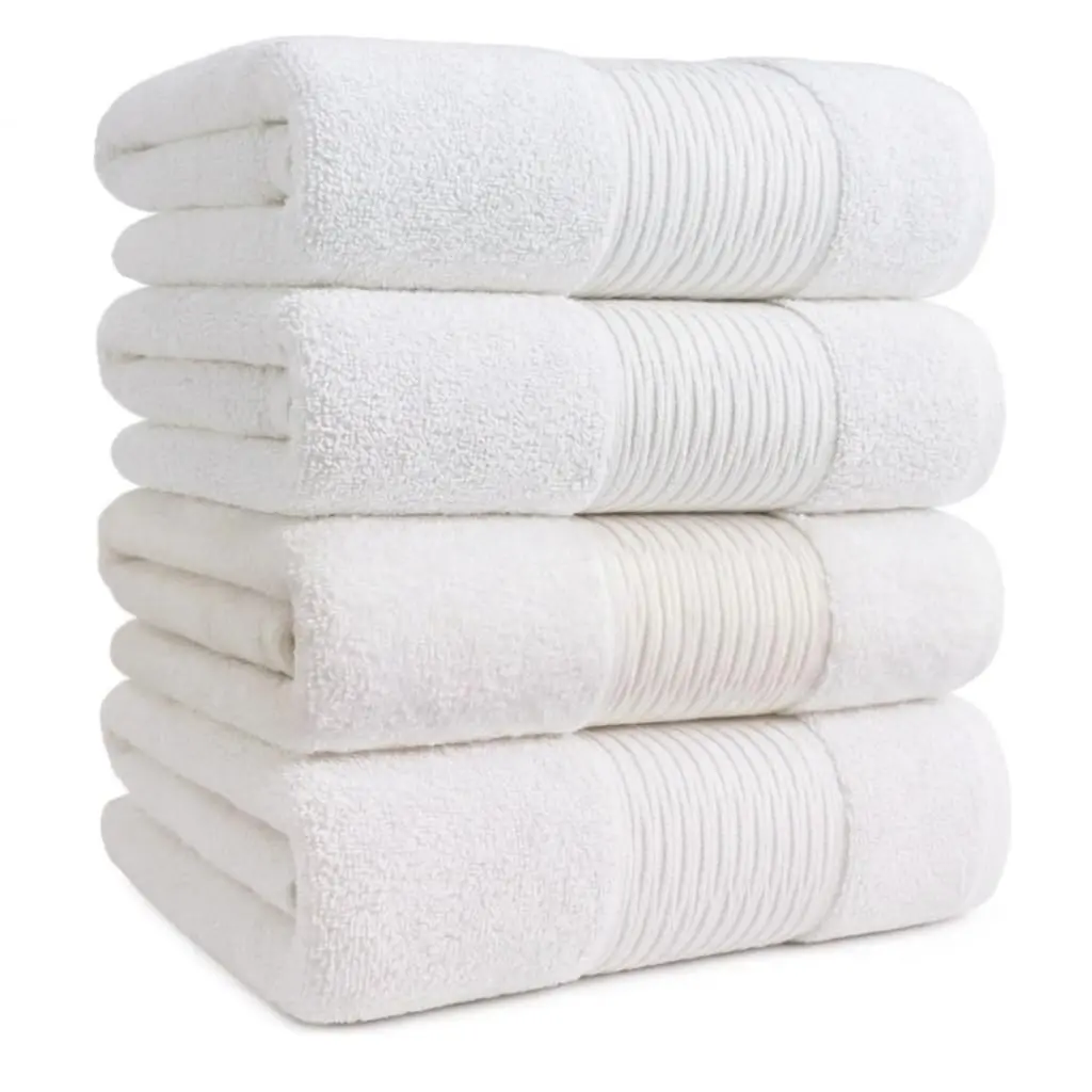Kit 4 Toalhas De Banho 100% Algodão Premium 500g/m² – Toalhas Macias Alta Absorção Extra Macias e Felpudas (Branca)