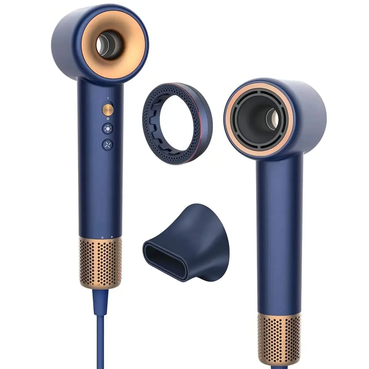 Wadukud Secador de Cabelo Alta Velocidade de 1500W, Secador de Cabelo de 3 Velocidades de 3 Temperaturas com motor sem escovas de 110.000 RPM com Bico e Anel de essências, 127V (Azul)