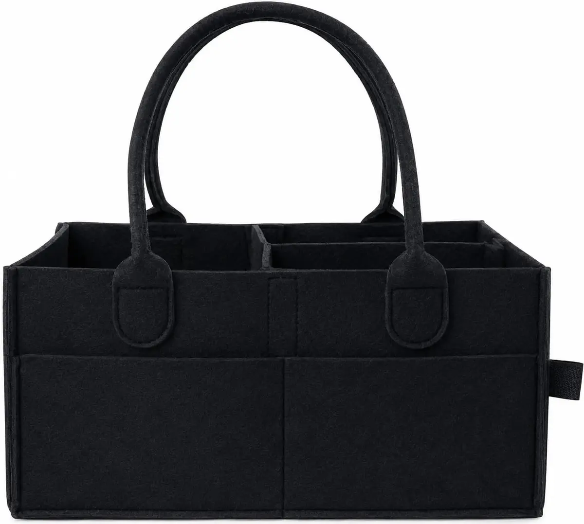 Organizador para fraldas de bebê, suporte para fraldas com vários compartimentos e bolsos externos, organizador multifuncional portátil para armazenamento de lenços perfeito para mães e bebês - PRETO