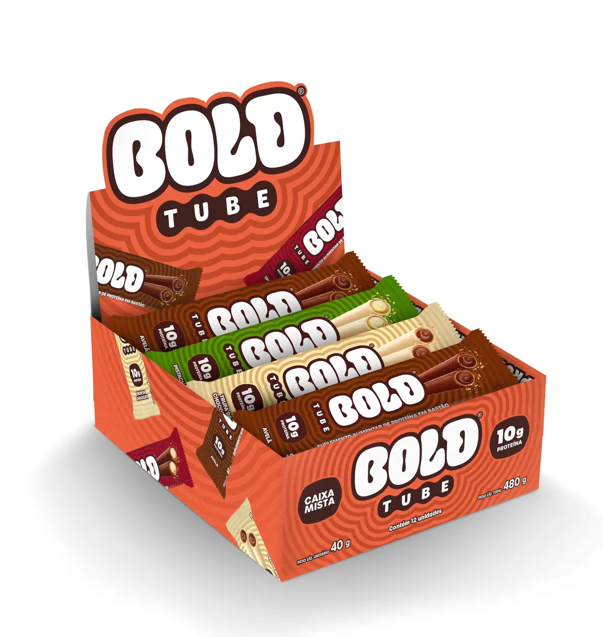 BOLD Tube Chocolate Proteico Caixa Mista 10g de Proteína (12 Un.) | BOLD Tube Chocolate Proteico Caixa Mista 10g de Proteína (12 Un.) - 1