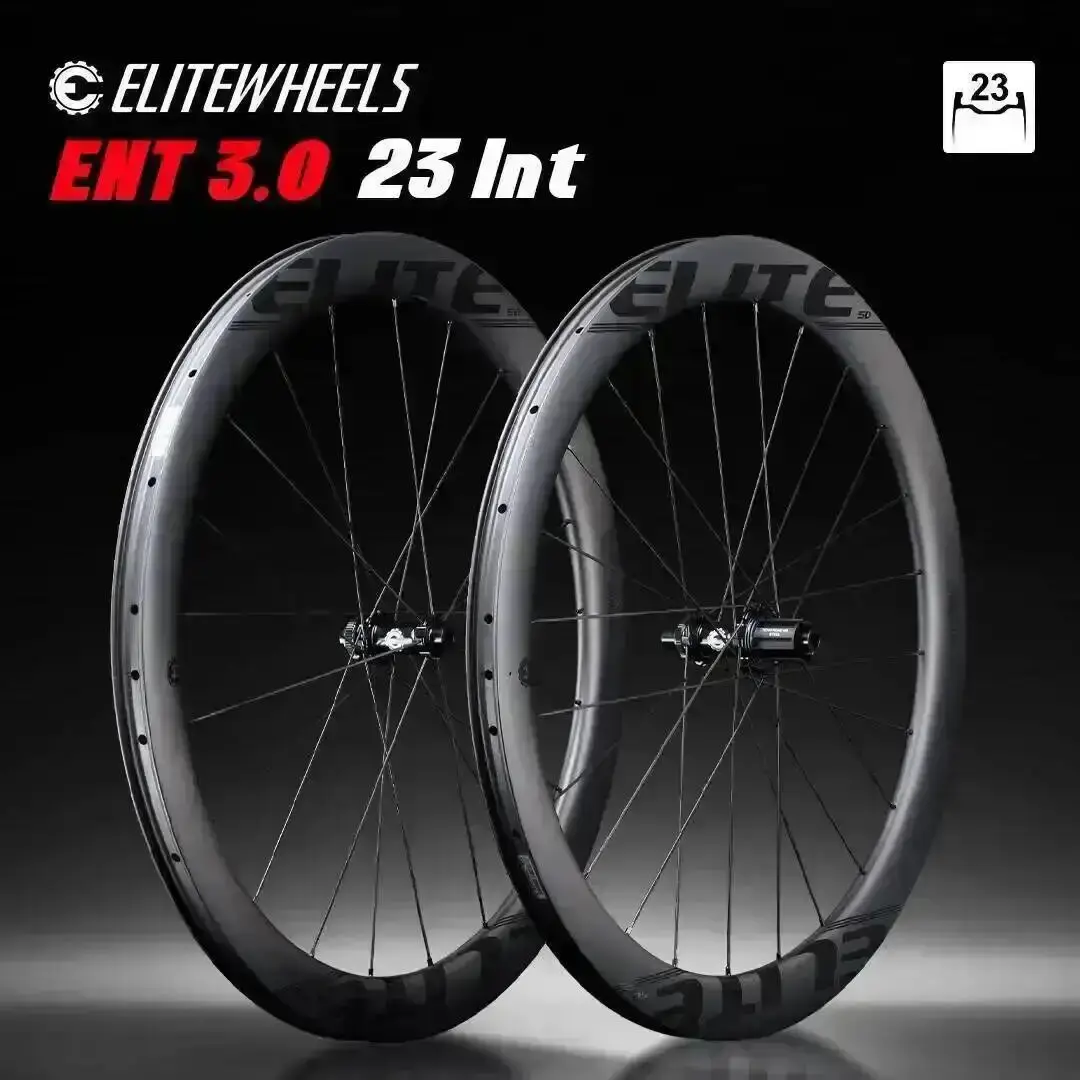 Conjunto de Rodas de Carbono ELITEWHEELS ENT 3.0 700c Tubeless Ready com Rolamentos de Aço/Cerâmica S&S Pillar 1423 Carbono UD Fosco - 1