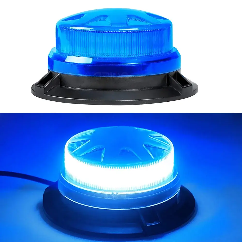 Lanterna de Emergência LED Azul com Base Magnética, Luz de Advertência Intermitente para Carro, Sinalizador de Segurança Veicular 12V/24V