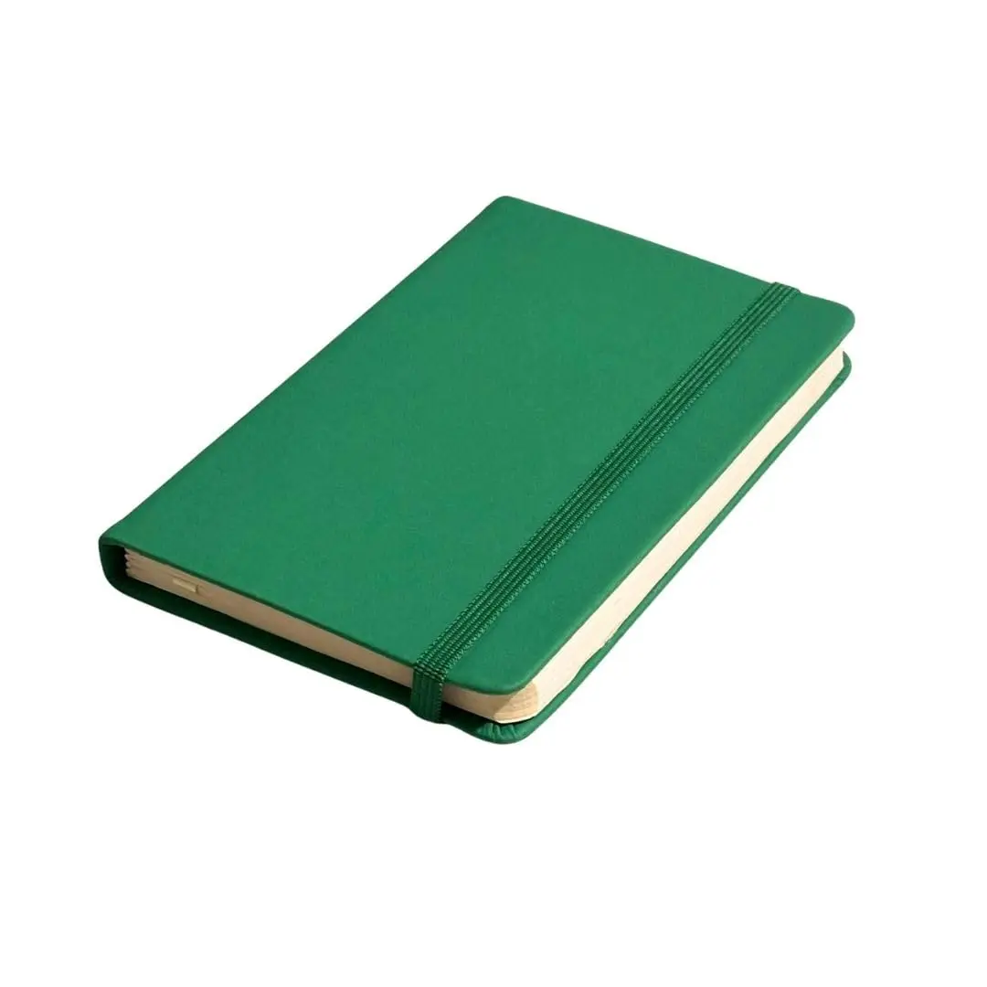 Caderno Sem Pauta A6 Caderneta de Bolso 80 Folhas 10x15 Capa Dura com Elástico Verde