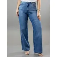 Calça Feminina Jeans Amaciado Wide Leg Cintura Alta Anticorpus