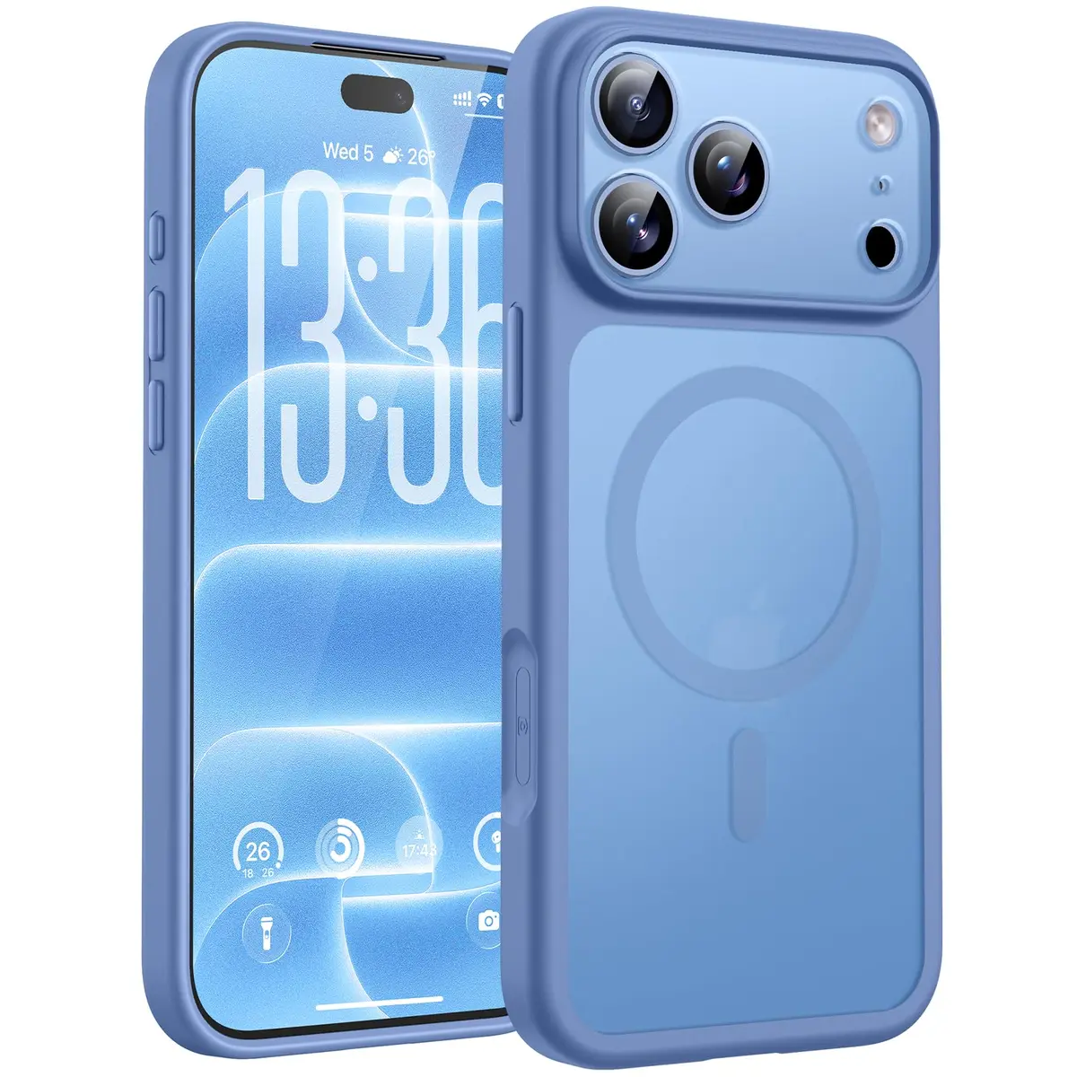 TOCOL Capa ou Capinha para iPhone 18 Pro Max Case 6.9", Azul Claro | Compatível com MagSafe, Tampa da Câmera, Proteção Total e Militar, Antichoque, Anti-impressões, Fosco Translúcido