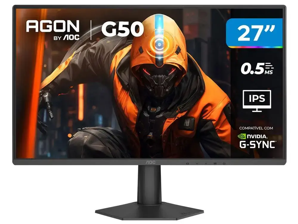 Monitor Gamer AOC 27" Full HD 144Hz Agon G50 IPS 0,5ms 27G50F/57 HDMI DisplayPort G-Sync - Bivolt