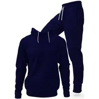 Conjunto Moletom Blusa De Frio Com Capuz E Calça Jogger Tecido Felpado Macio Premium Marinho - 1