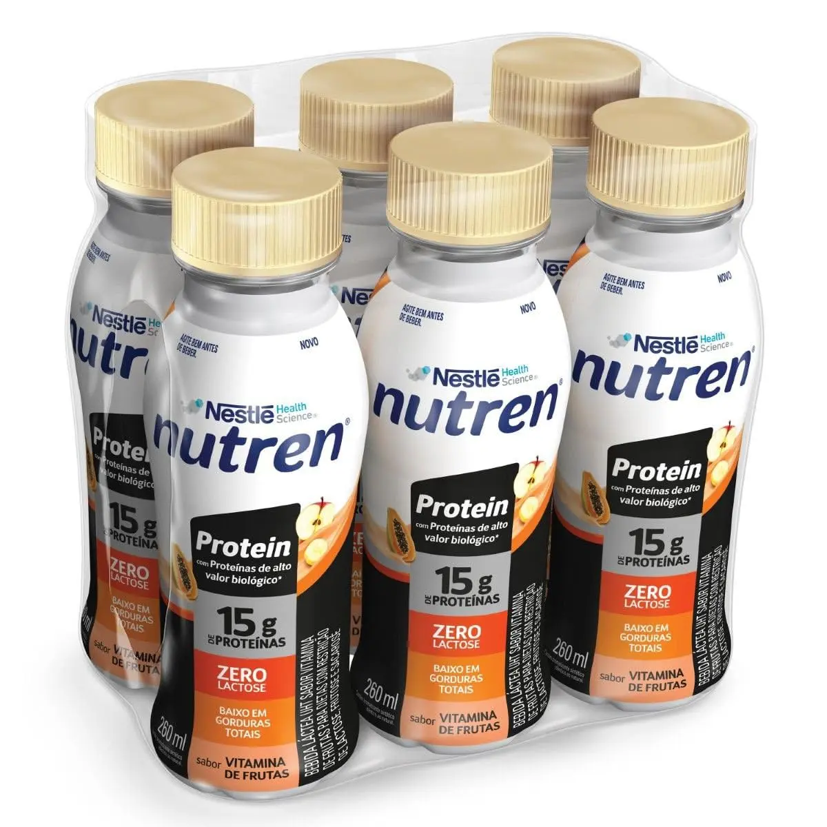 Bebida Láctea Nutren Protein 15g de proteínas Vitamina de Frutas 260ml - 6 Unidades - 1