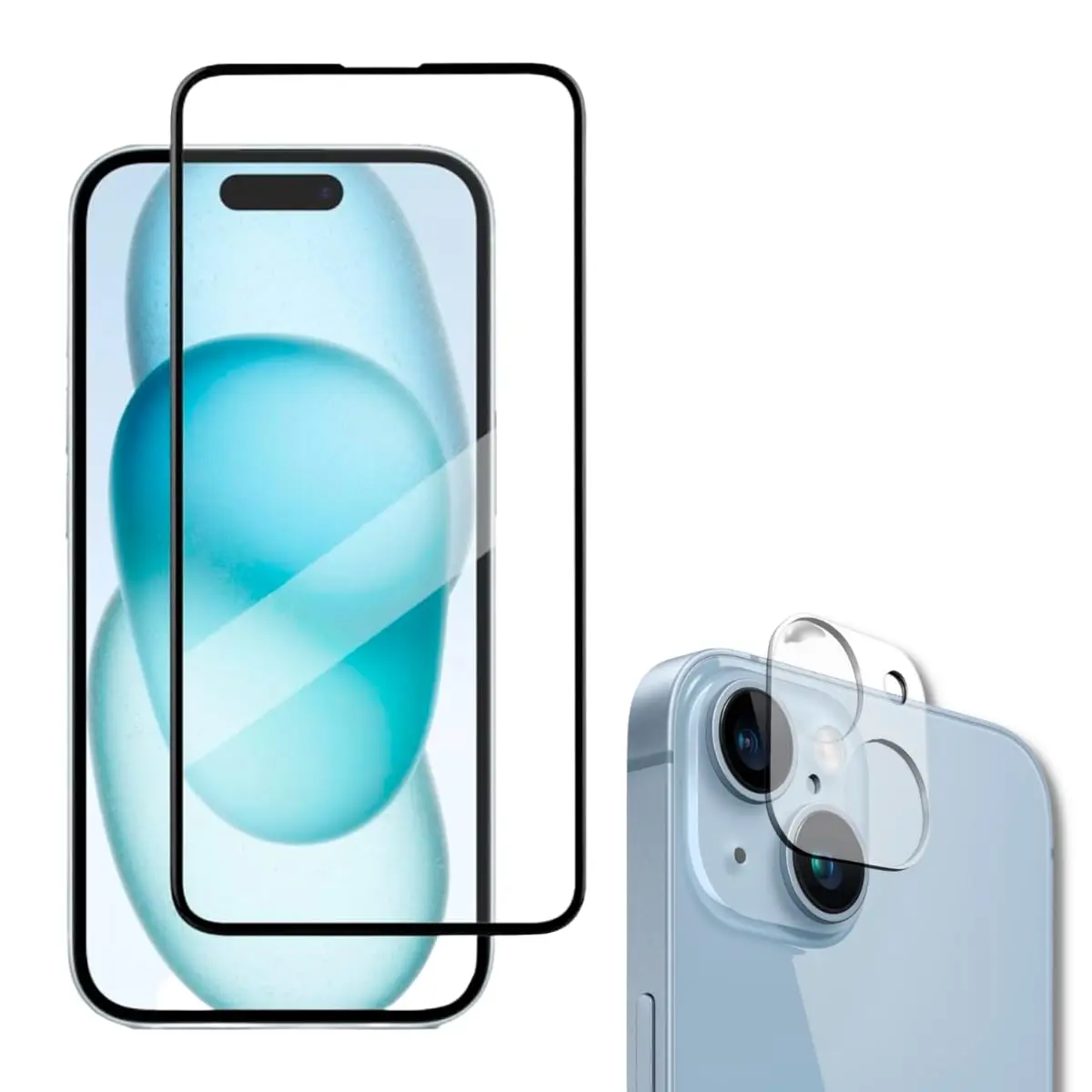 Película De Vidro 3D Tela Toda Para iPhone + Película Lente de Câmera (iPhone 15)