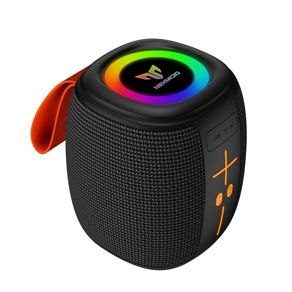 NEXMIDIO Caixa de Som Bluetooth Portátil com Luzes RGB, TWS, Rádio FM, Cartão TF e USB, IPX6 à Prova d’Água, Bateria de Longa Duração – Ideal para Praia, Festa, Churrasco, Piscina e Acampamento (B06)