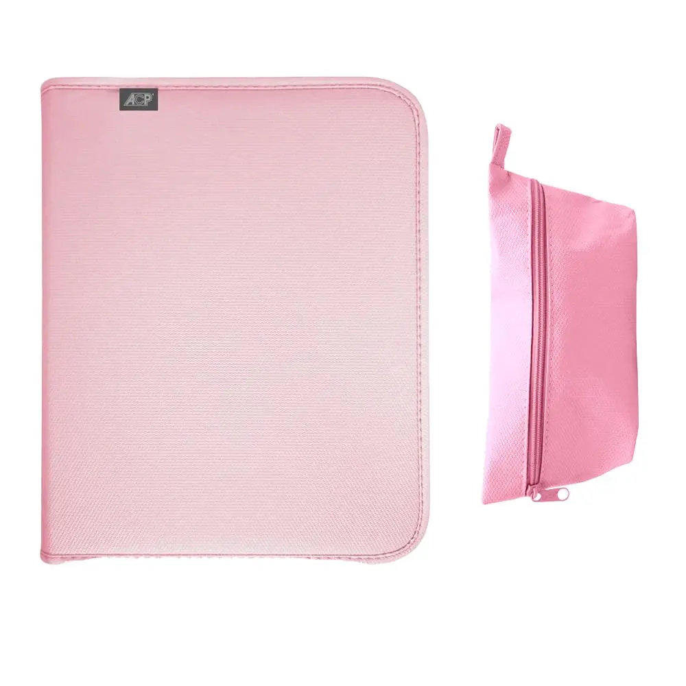 Fichário Escolar, Sweet, com Zíper, Rosa com Estojo + Divisórias, 96 Folhas, ACP