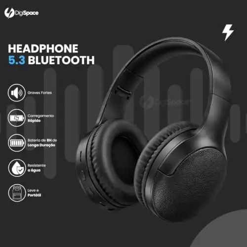 Fone de Ouvido Bluetooth 5.3 Headphone On-ear Sem Fio Fone Para Academia e Corridas, com Cancelamento de Ruído, Dobrável, com microfone Integrado Compatível com Android e iOS Premium (Bege) thumbnail 3